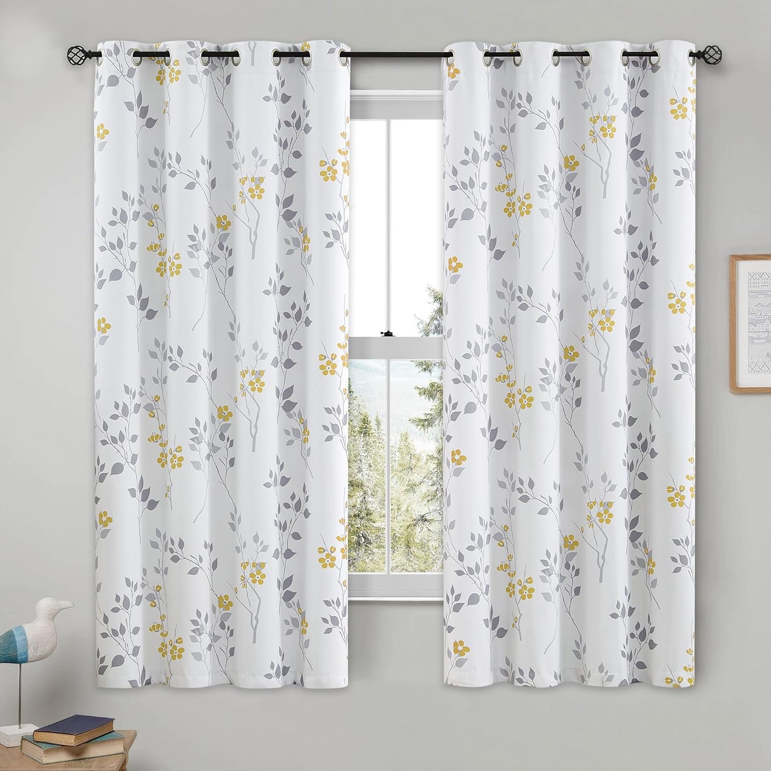 Beauoop Floral Blackout Curtains for Bedroom Living Room Decor