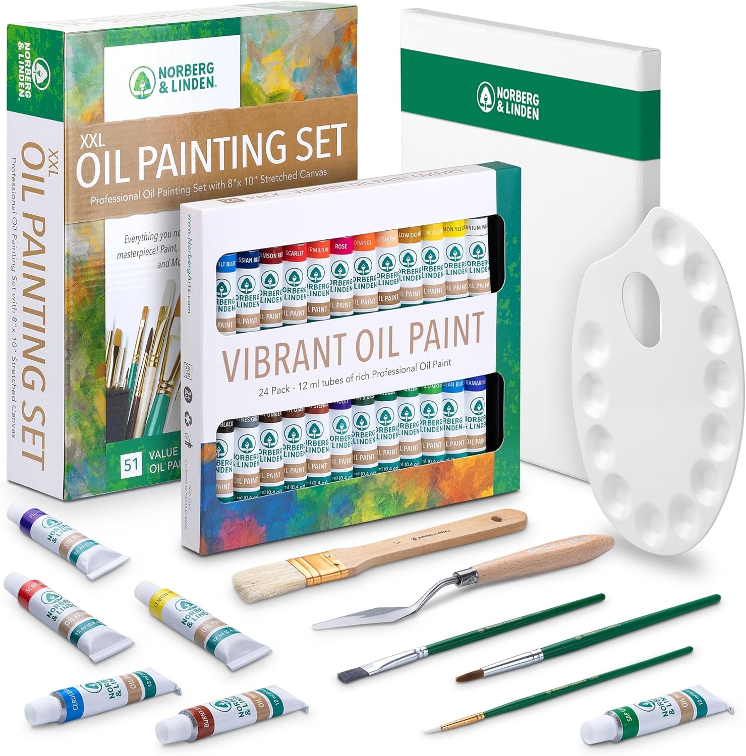 XXL Oil Paint Set - Complete 24 Color Painting Supplies Kit