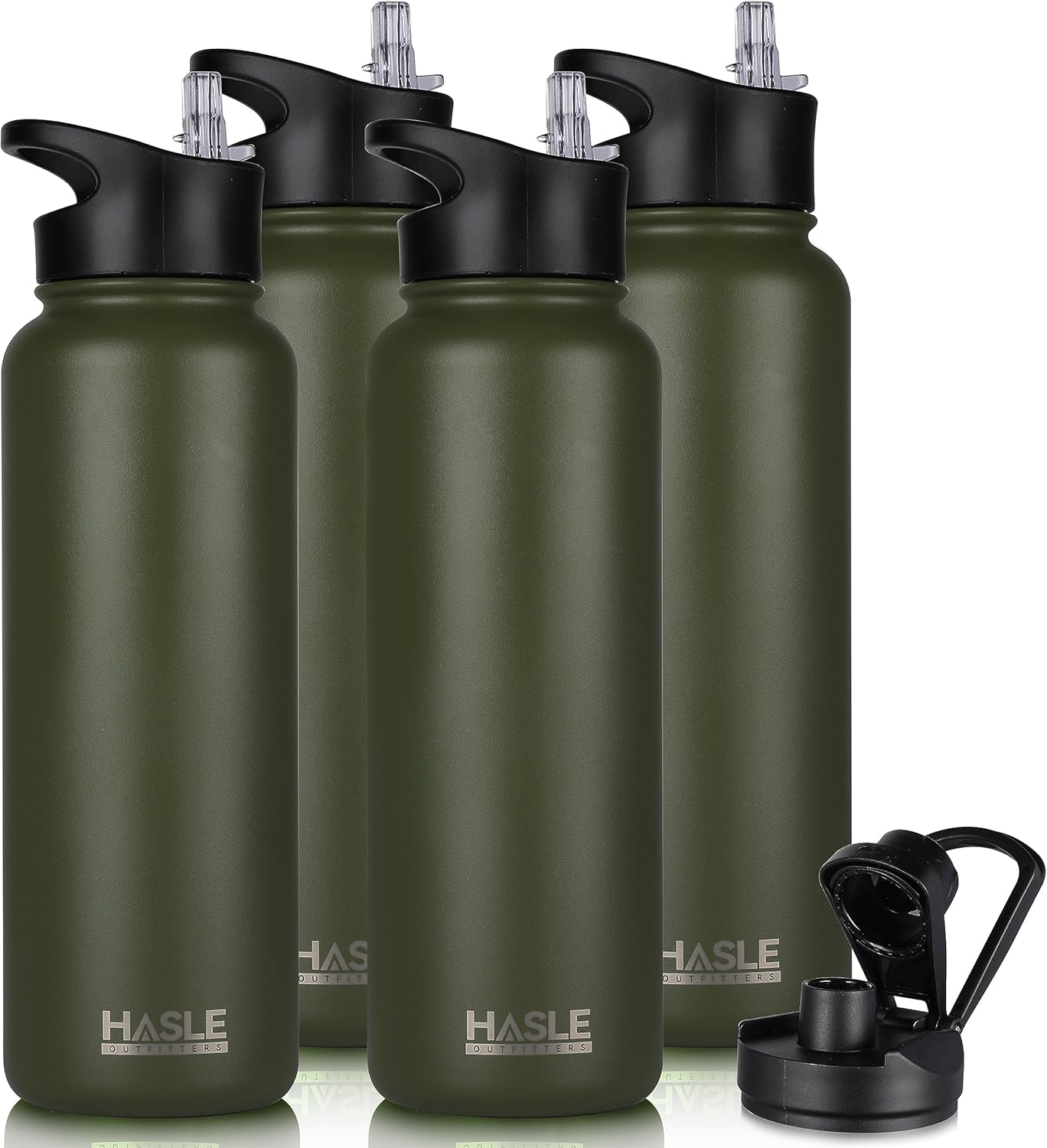 40oz Stainless Steel Water Bottle with Dual Lids for Hydration