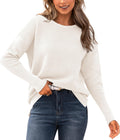 Fall Sweater for Women 2025 Ribbed Knit Loose Fit Pullover