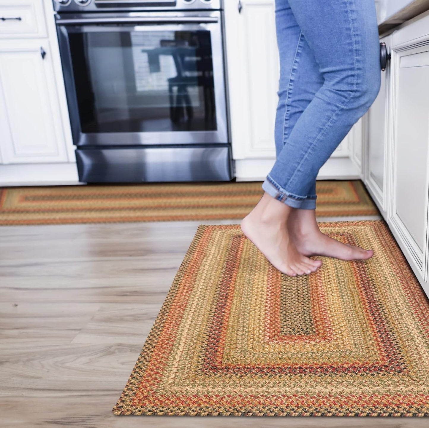 Homespice Kingston Multi Color Braided Rugs for Country Decor