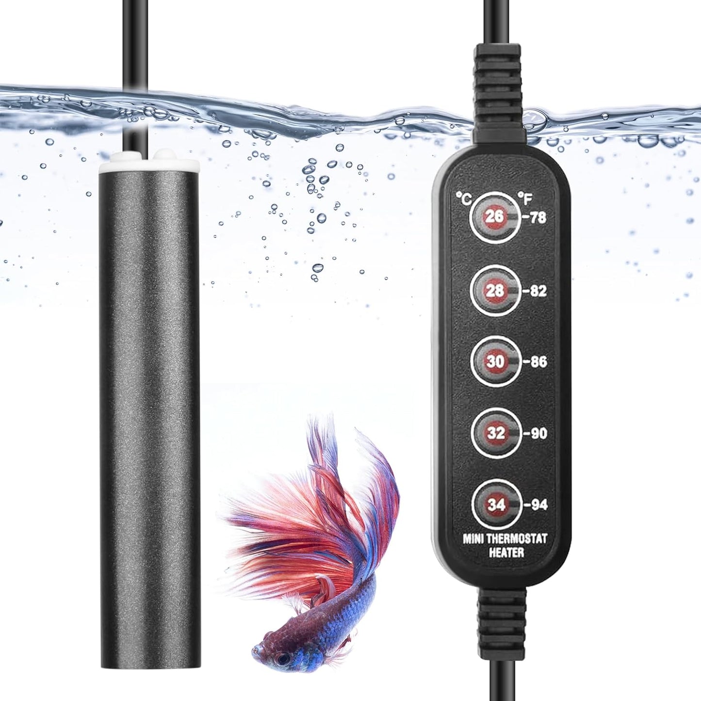 Wonderfactory 75W Aquarium Heater - 5 Temp Modes for Betta Tanks