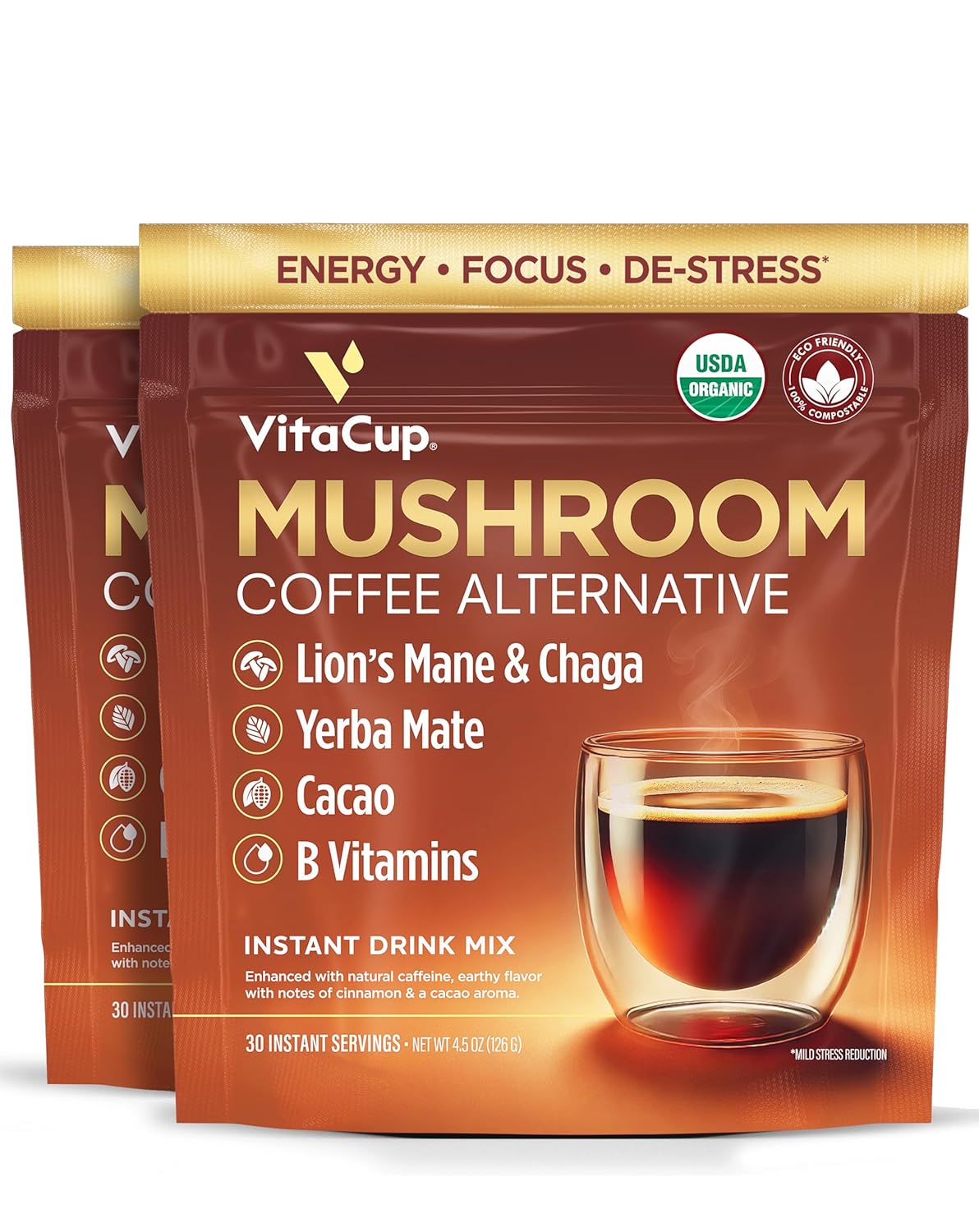 VitaCup Mushroom Coffee Alternative for Natural Energy & Focus