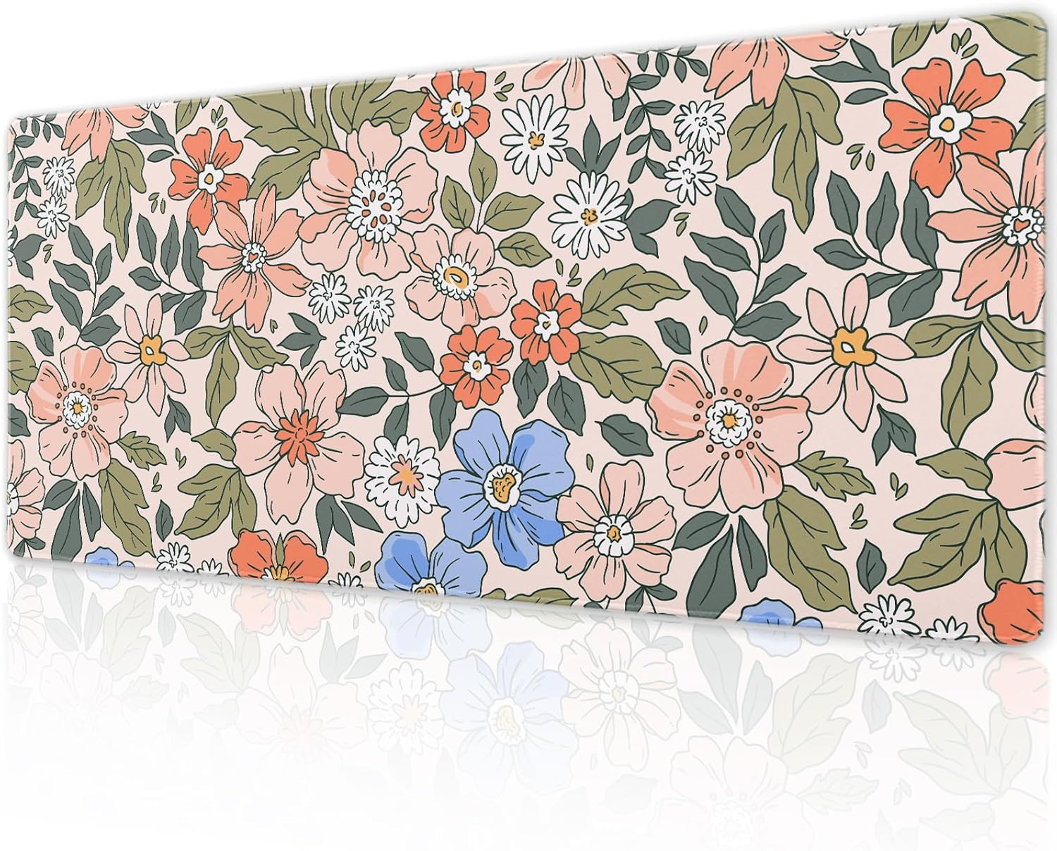 Large Anime Floral Gaming Mouse Pad - Non-Slip XL Desk Mat 31.5x11.8 in