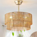 20in Boho Ceiling Fan with Light - Rattan Fandelier for Bedrooms