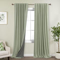 KOUFALL Back Tab Linen Blackout Curtains 92 in Light Sage - Effective