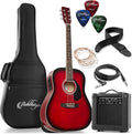 Ashthorpe Full-Size Dreadnought Acoustic Electric Guitar Package - Red