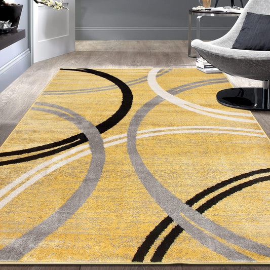 Wavy Circles Design Area Rug for Living Room or Bedroom