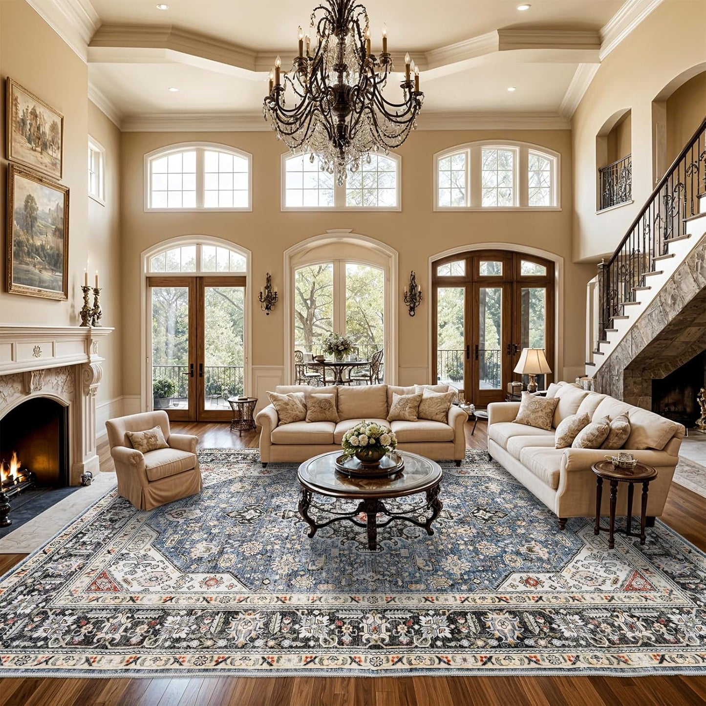 Extra Large 10x14 Area Rug: Soft Distressed Design for Home