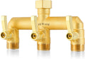 Full-Flow Brass Hose Faucet Adapter 3-Way Splitter - Heavy Duty