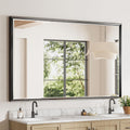48 x 30 Black Framed Mirror for Bathroom - Beveled Matte Black Vanity