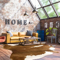 Faux Cowhide Rug Large 7.8 x 9.5ft - Soft Khaki Brown Cow Print