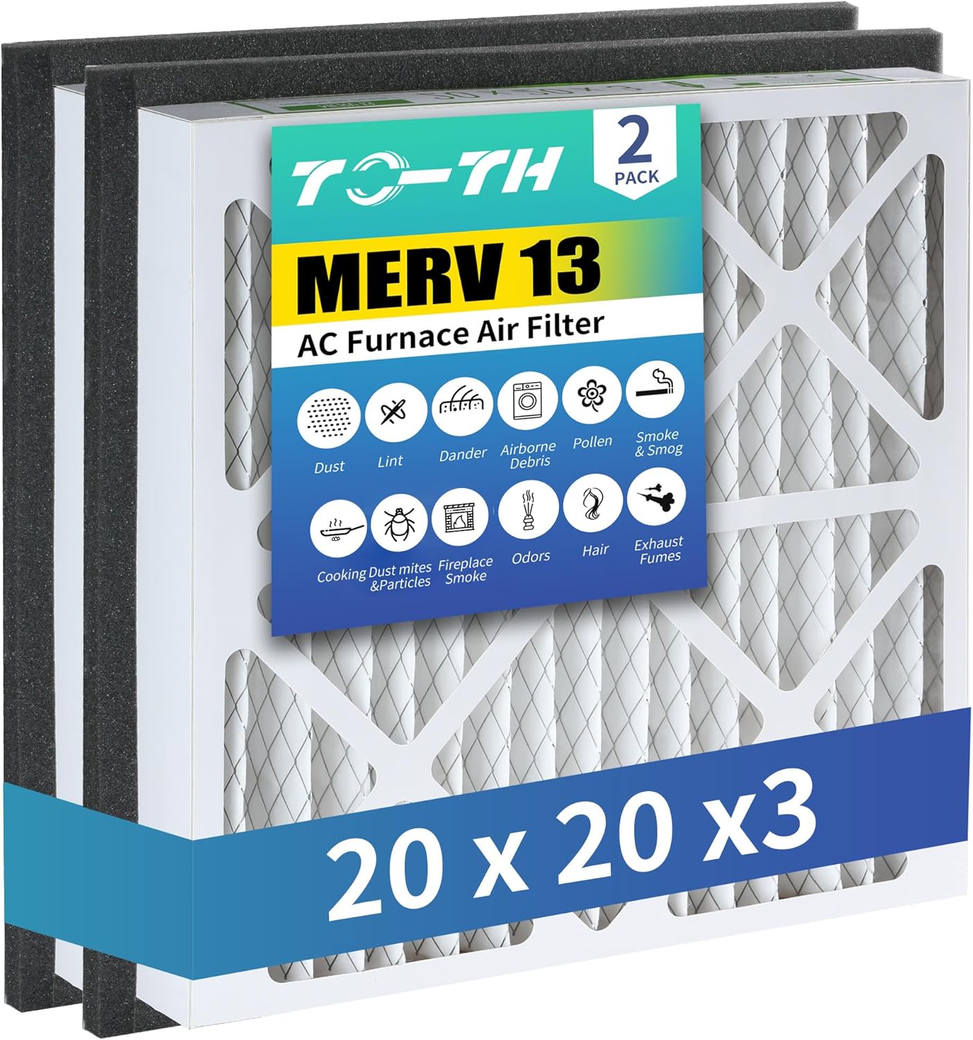 2 Pack MERV 13 Pleated Air Filter - Cleaner, Fresher Air!