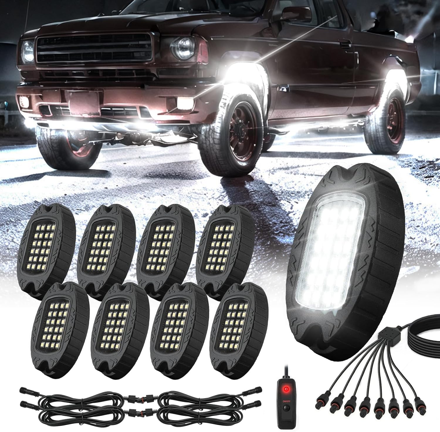Alloy Pure White LED Rock Lights for Trucks and Offroad Vehicles