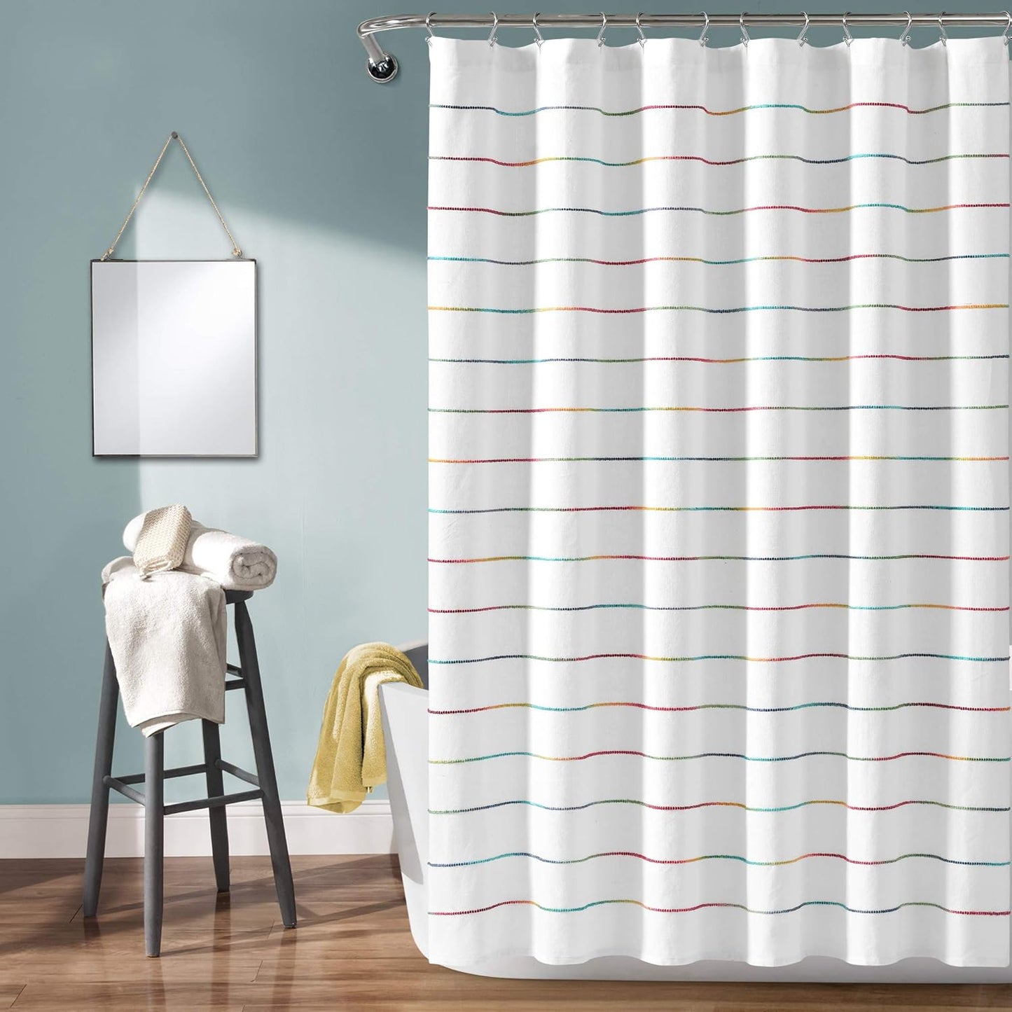 Ombre Stripe Yarn Dyed Cotton Shower Curtain for Stylish Bathrooms