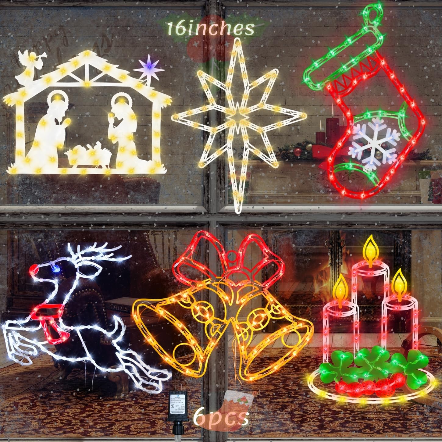 16 Inch Christmas Window Silhouette Lights for Holiday Decor