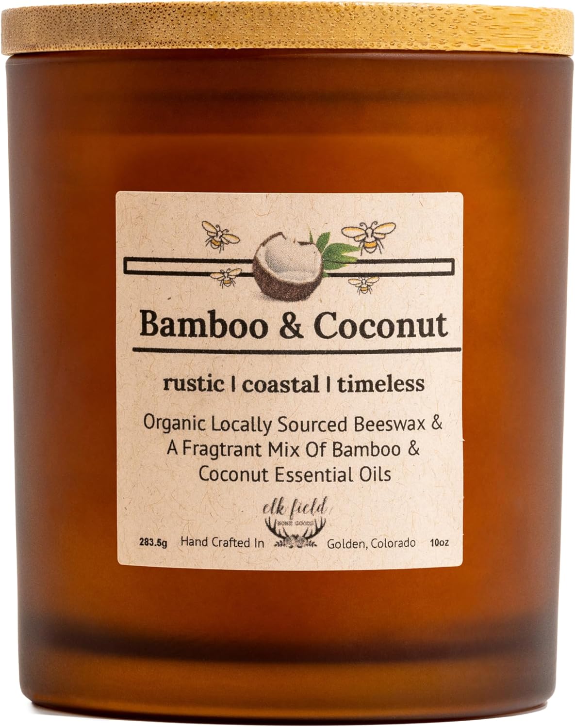 Bamboo Coconut Organic Beeswax Candle for Natural Aromatherapy