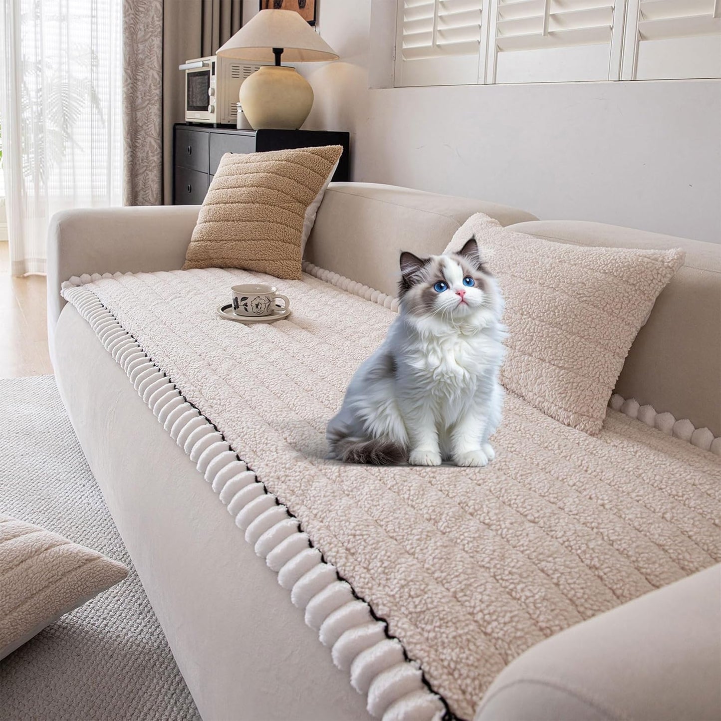 OTOB Couch Cover for Dogs Washable Non Slip Plush Fuzzy Sofa