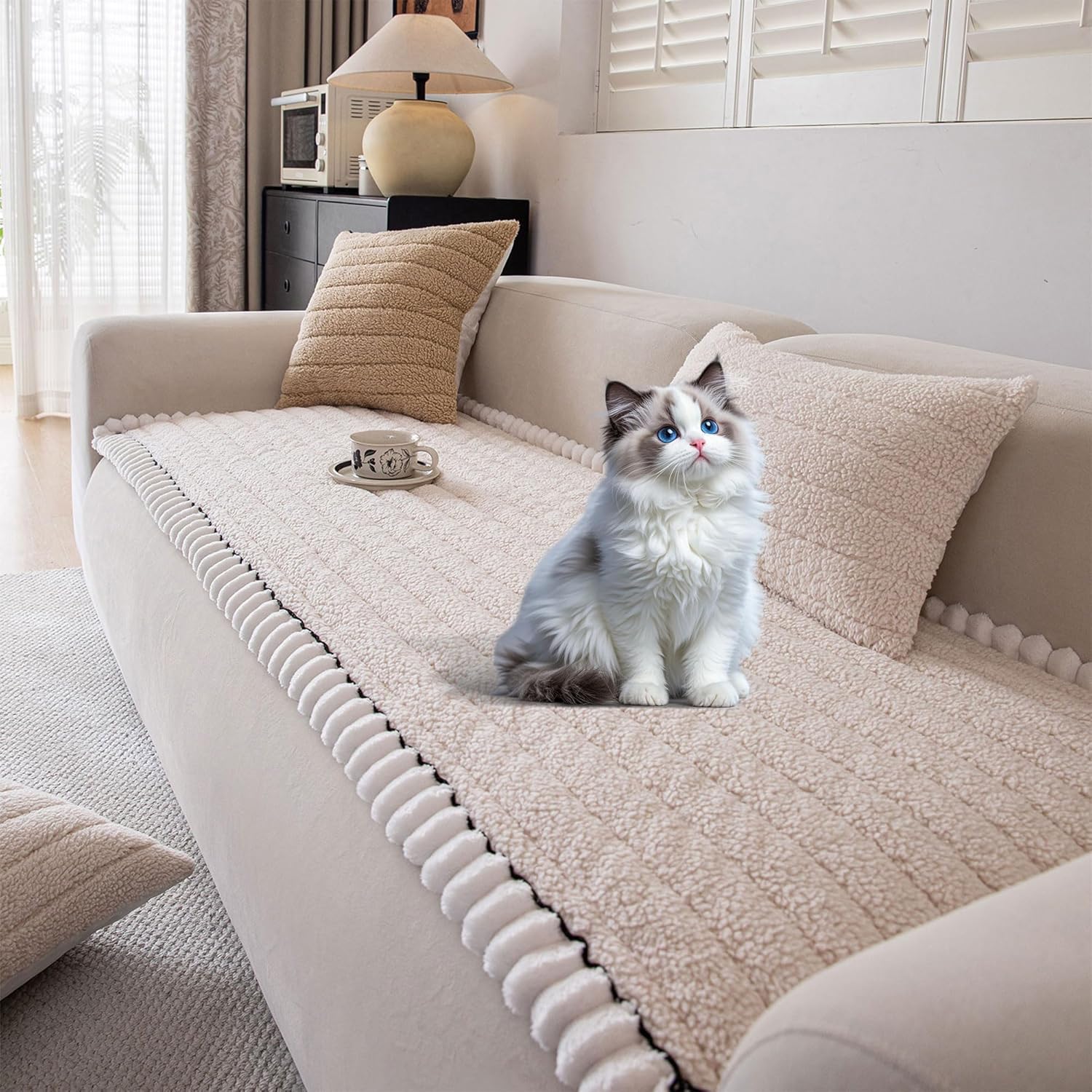 OTOB Couch Cover for Dogs Washable Non Slip Plush Fuzzy Sofa