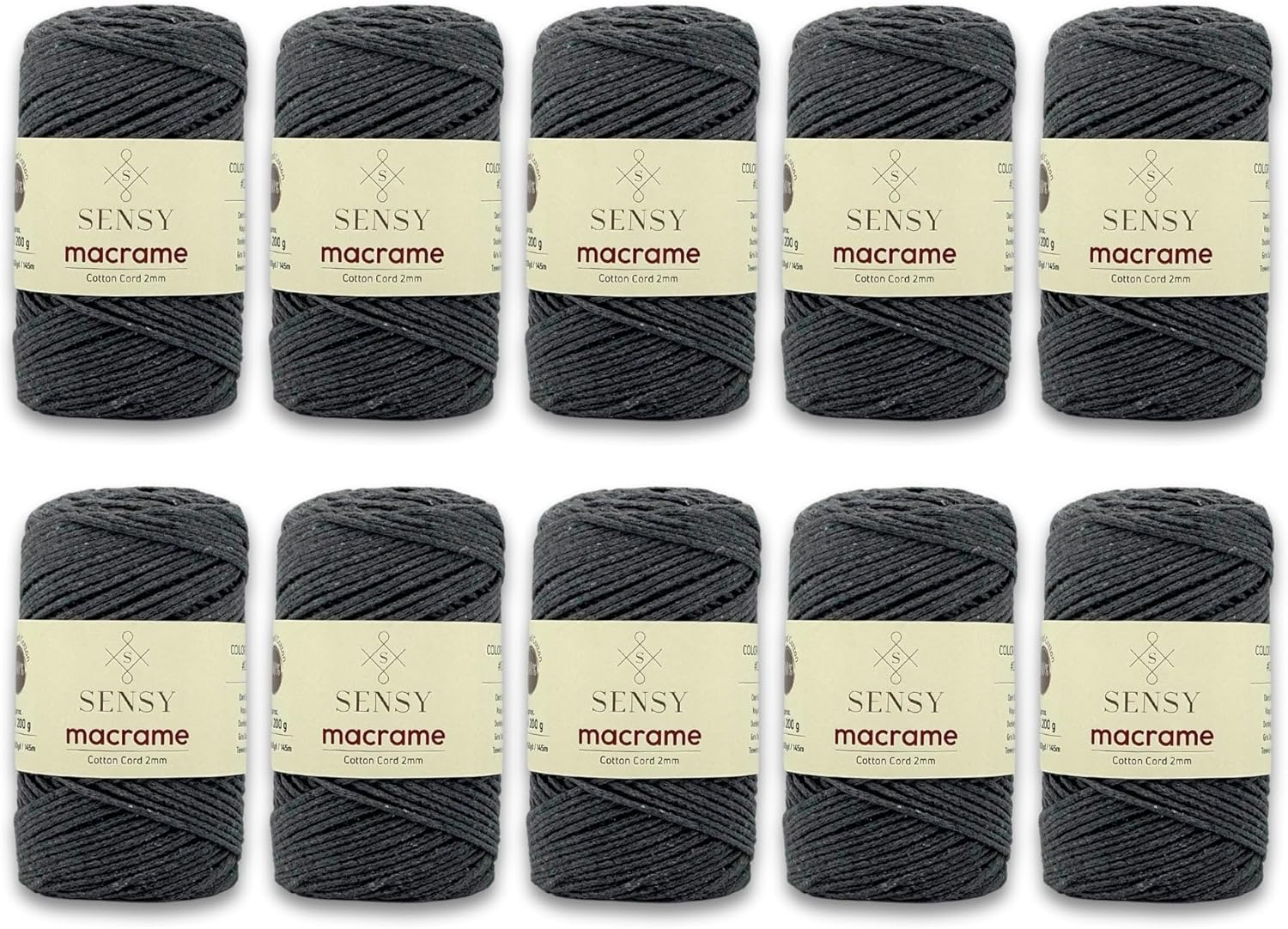 10 Skeins of 2mm Recycled Cotton Macrame Cord for Crafts