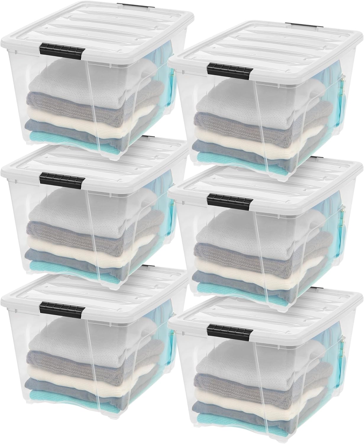 IRIS USA 6-Pack 54 Quart Stackable Storage Bins for Home Use