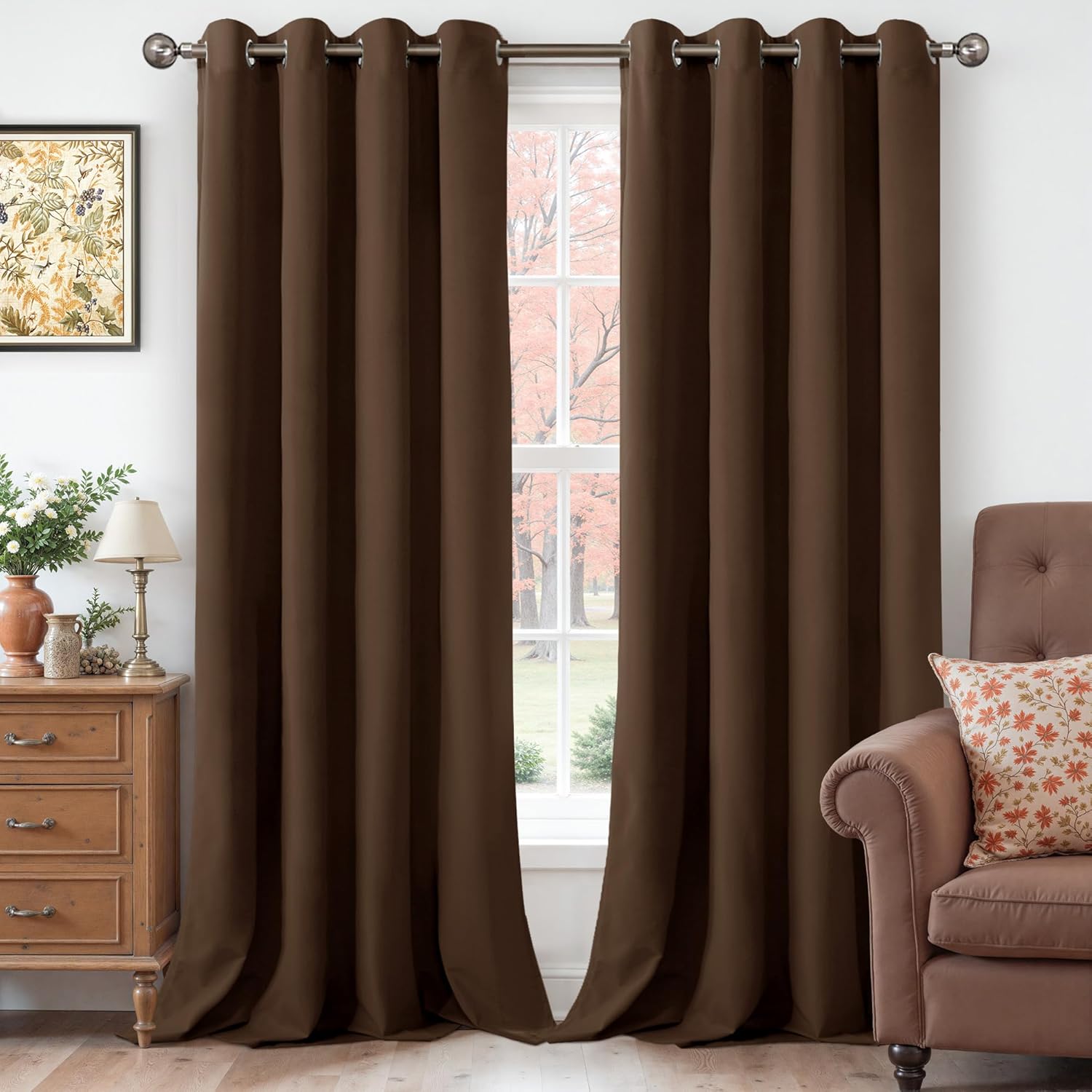 Elegant Brown Velvet Curtains for Living Room and Bedroom Use