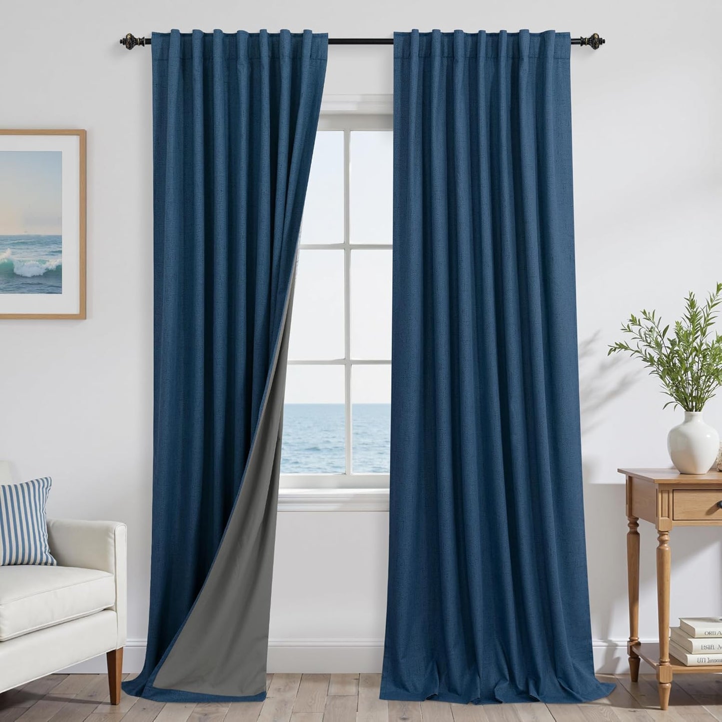 KOUFALL Navy Blue Blackout Curtains for Living Room 84 Inch