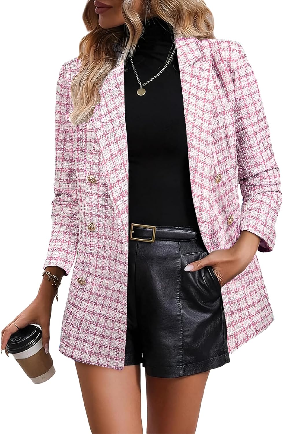 Stylish Womens Plaid Tweed Blazers for Dressy Casual Looks