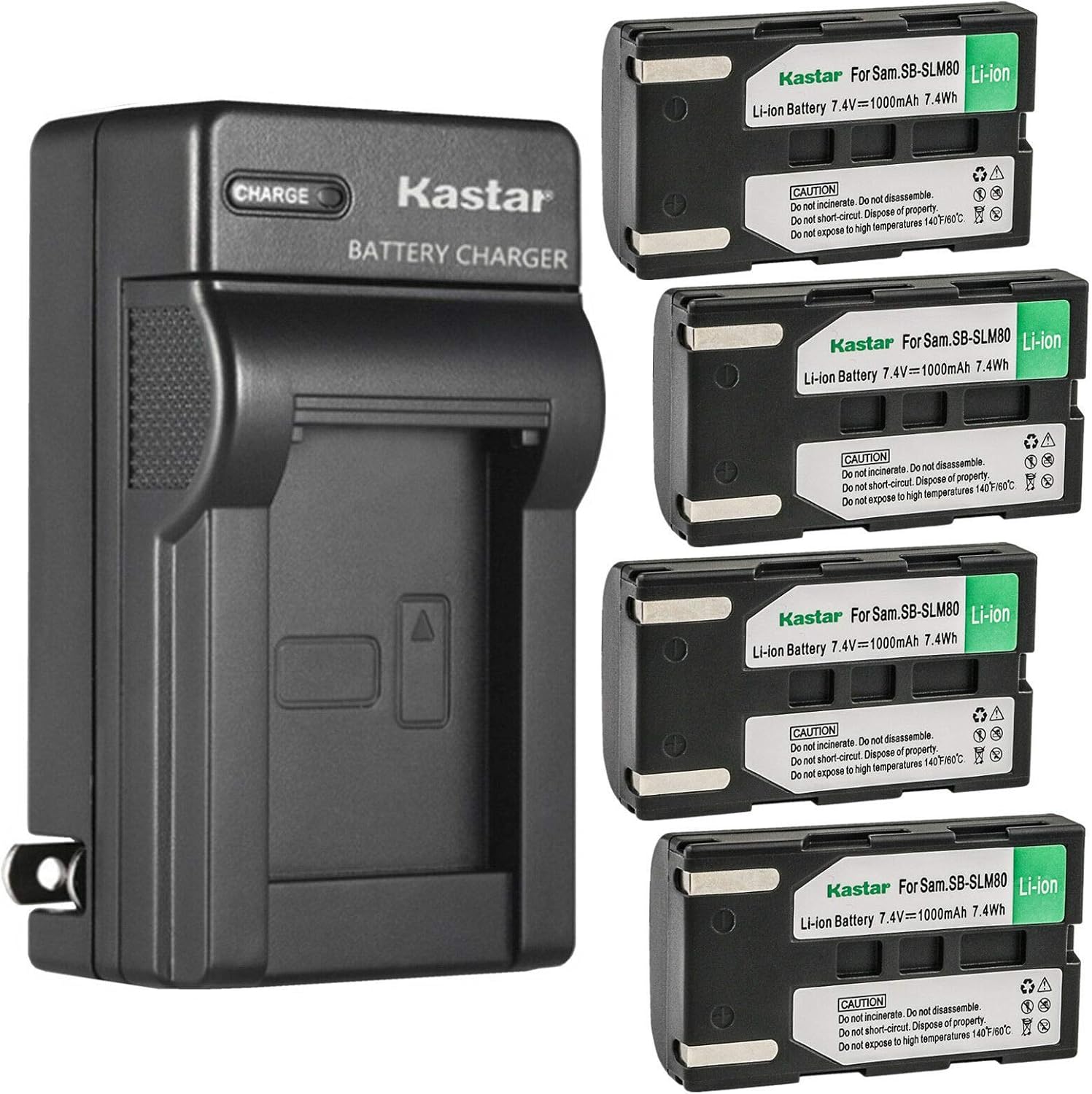 Kastar 4-Pack SB-LSM80 Battery and AC Wall Charger Replacement