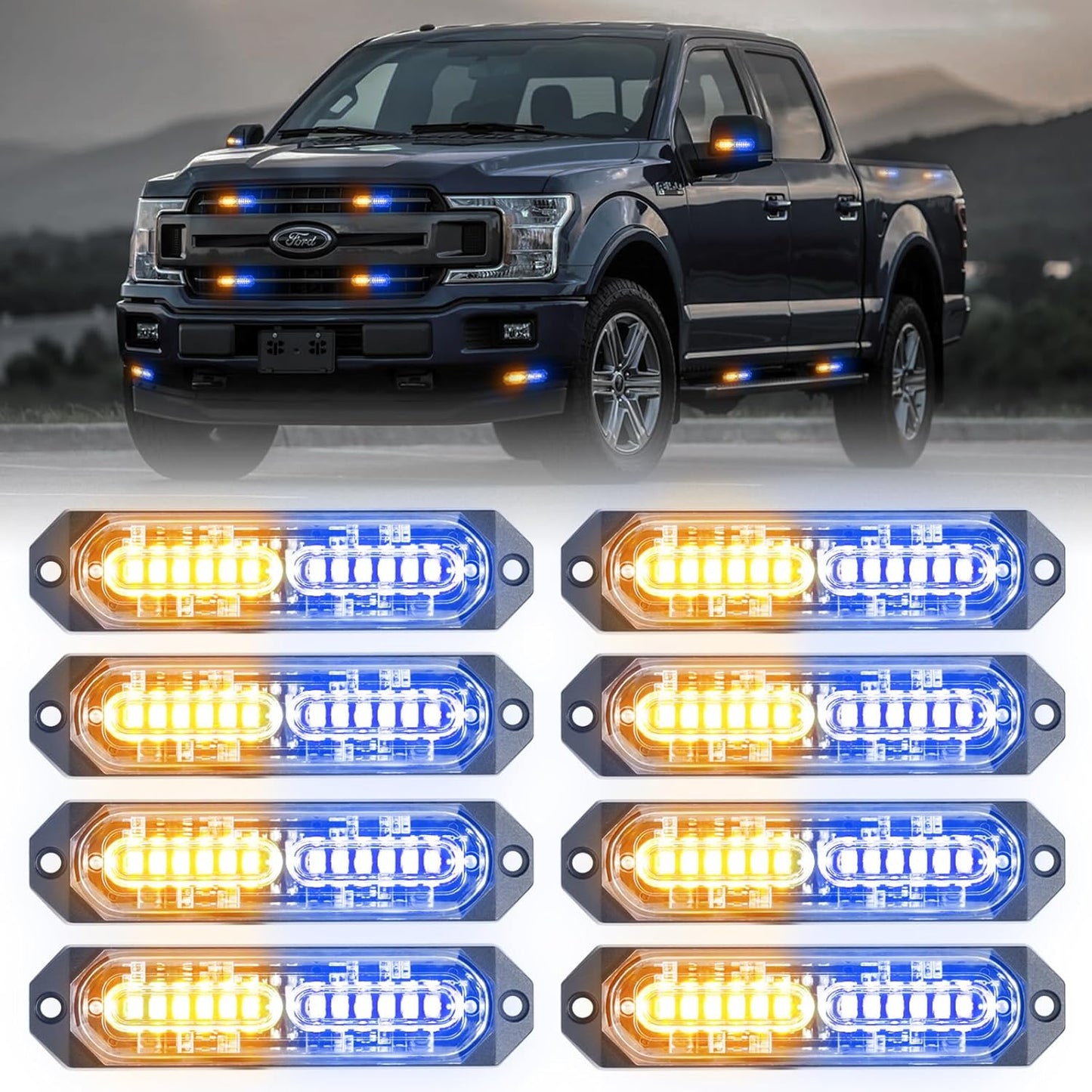 12 LED Sync Feature Emergency Strobe Grille Lights for Vehicles