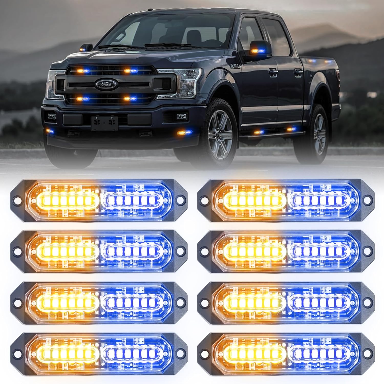 12 LED Sync Feature Emergency Strobe Grille Lights for Vehicles