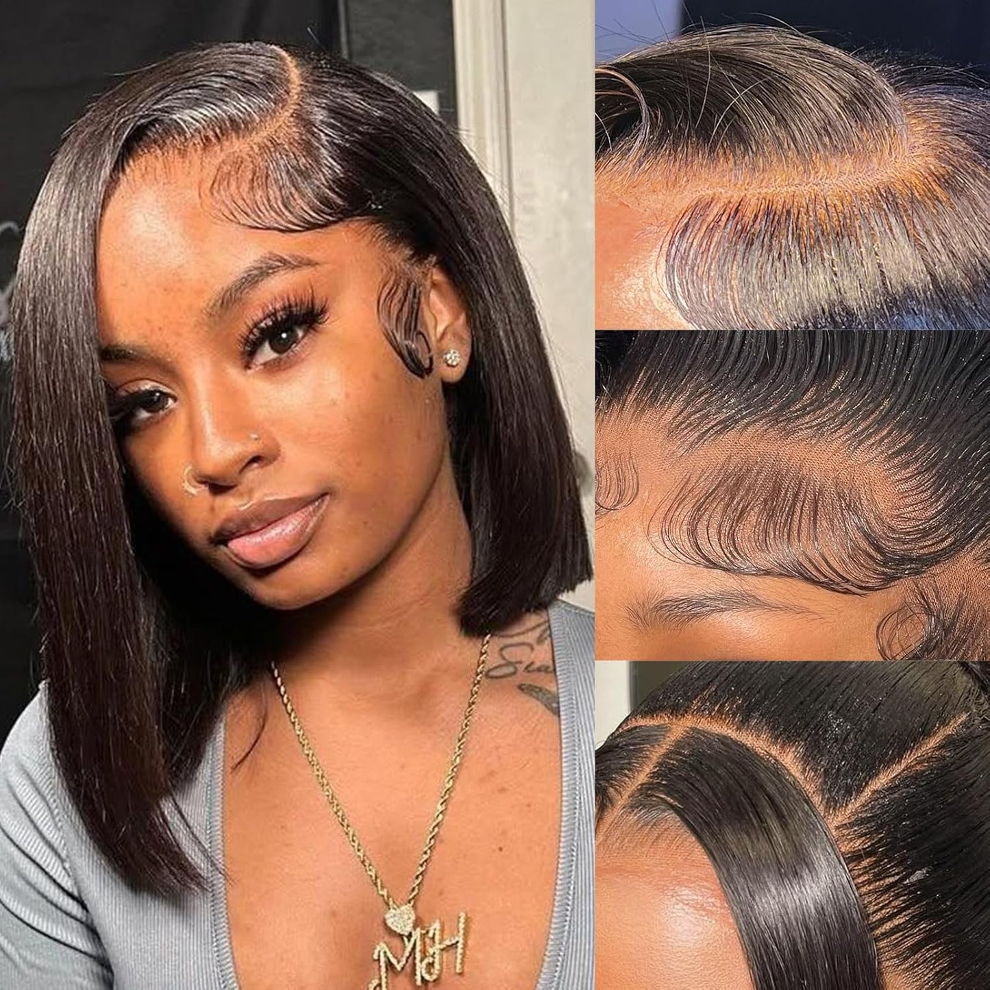 Short Bob Wig Human Hair 12 Inch Lace Front Wig for Women