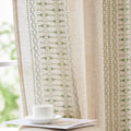 Boho Curtains for Bedroom Linen Blend Sage Green Embroidered Border
