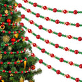 Geosar 6 Pcs Christmas Tree Bead Garland 9 ft Each - Classic Red