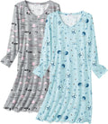 Ekouaer Cotton Nightgowns for Women 2 Pack - Soft Long Sleeve Shoes