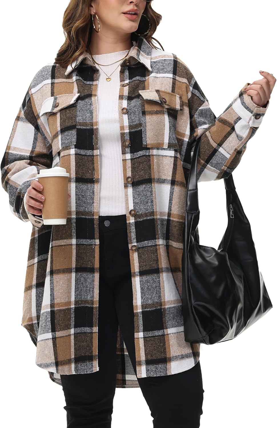 Plus Size Womens Shacket Jacket for Fall and Winter Fashion