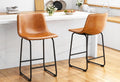 Bar Stools Set of 2 PU Leather Counter Height 26in - Modern Comfort