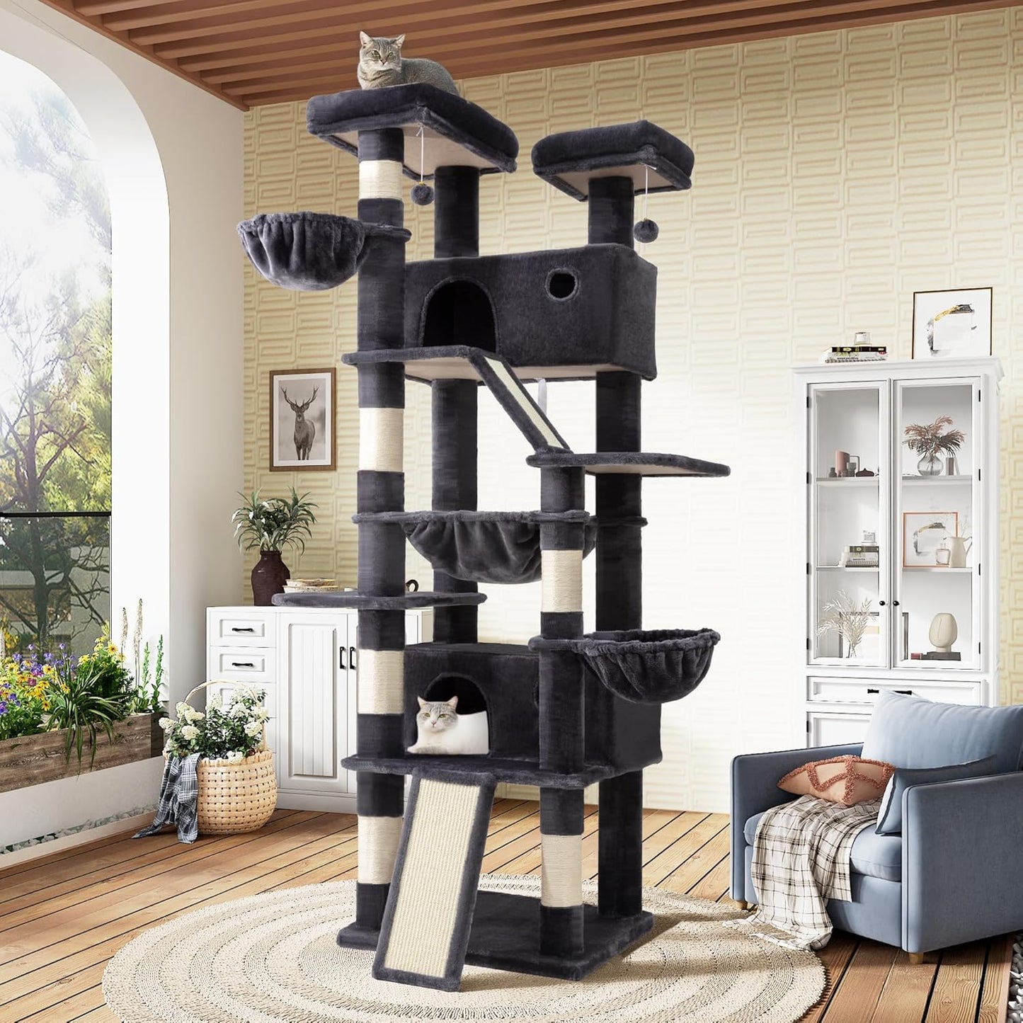 81in Multi-Level Tall Cat Tree Tower for Indoor Kitties
