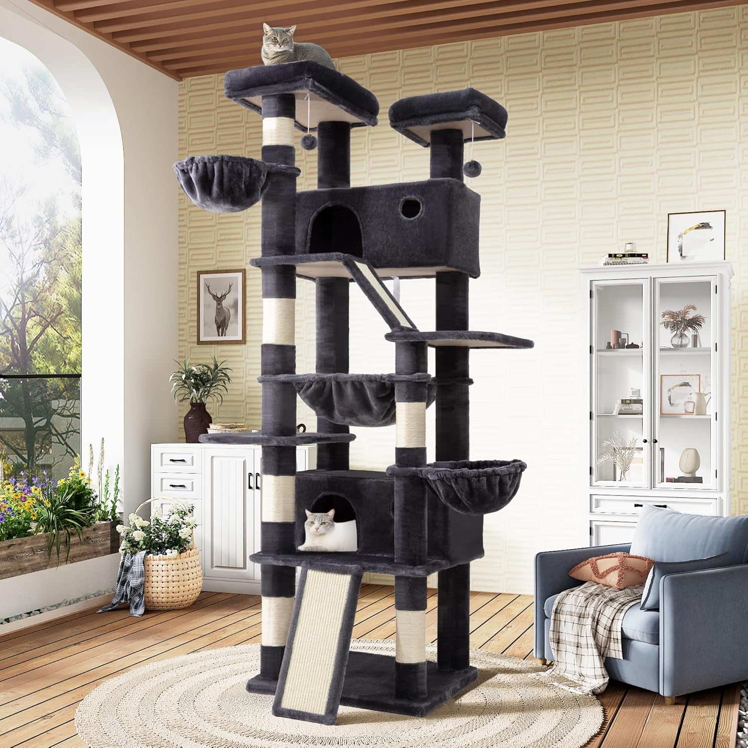 81in Multi-Level Tall Cat Tree Tower for Indoor Kitties