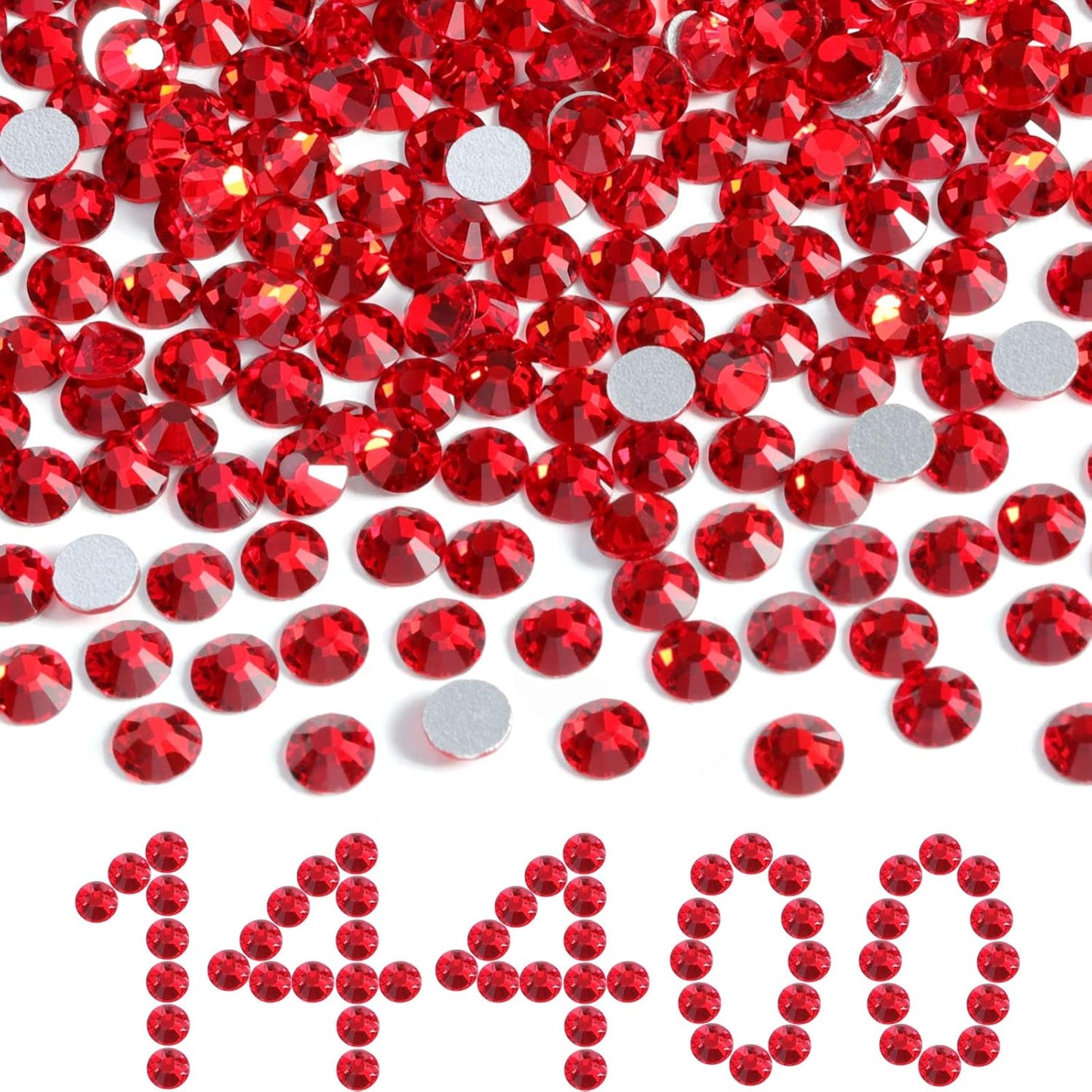 Beadsland Flatback Rhinestones Bulk - 14400pcs Red Craft Gems