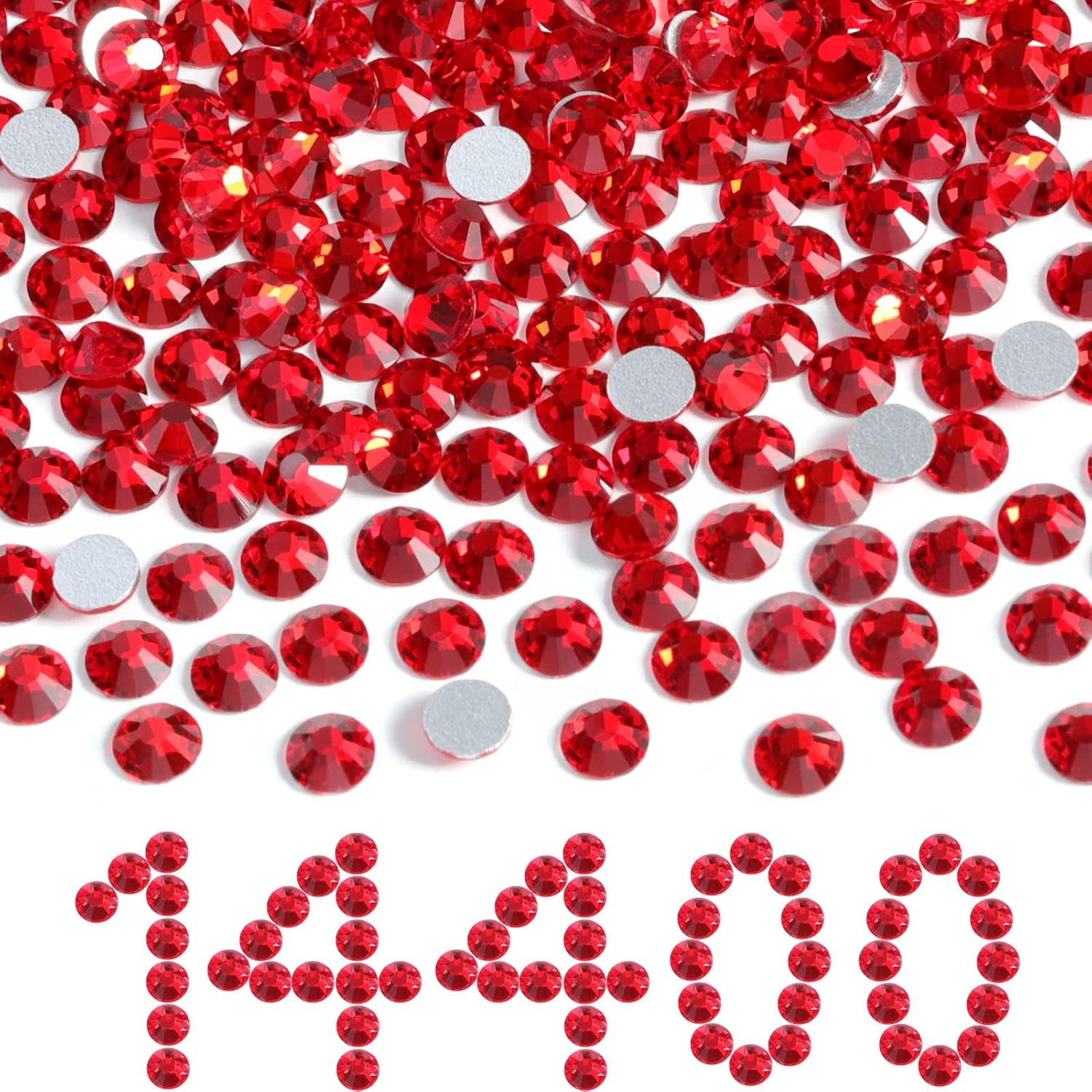 Beadsland Flatback Rhinestones Bulk - 14400pcs Red Craft Gems