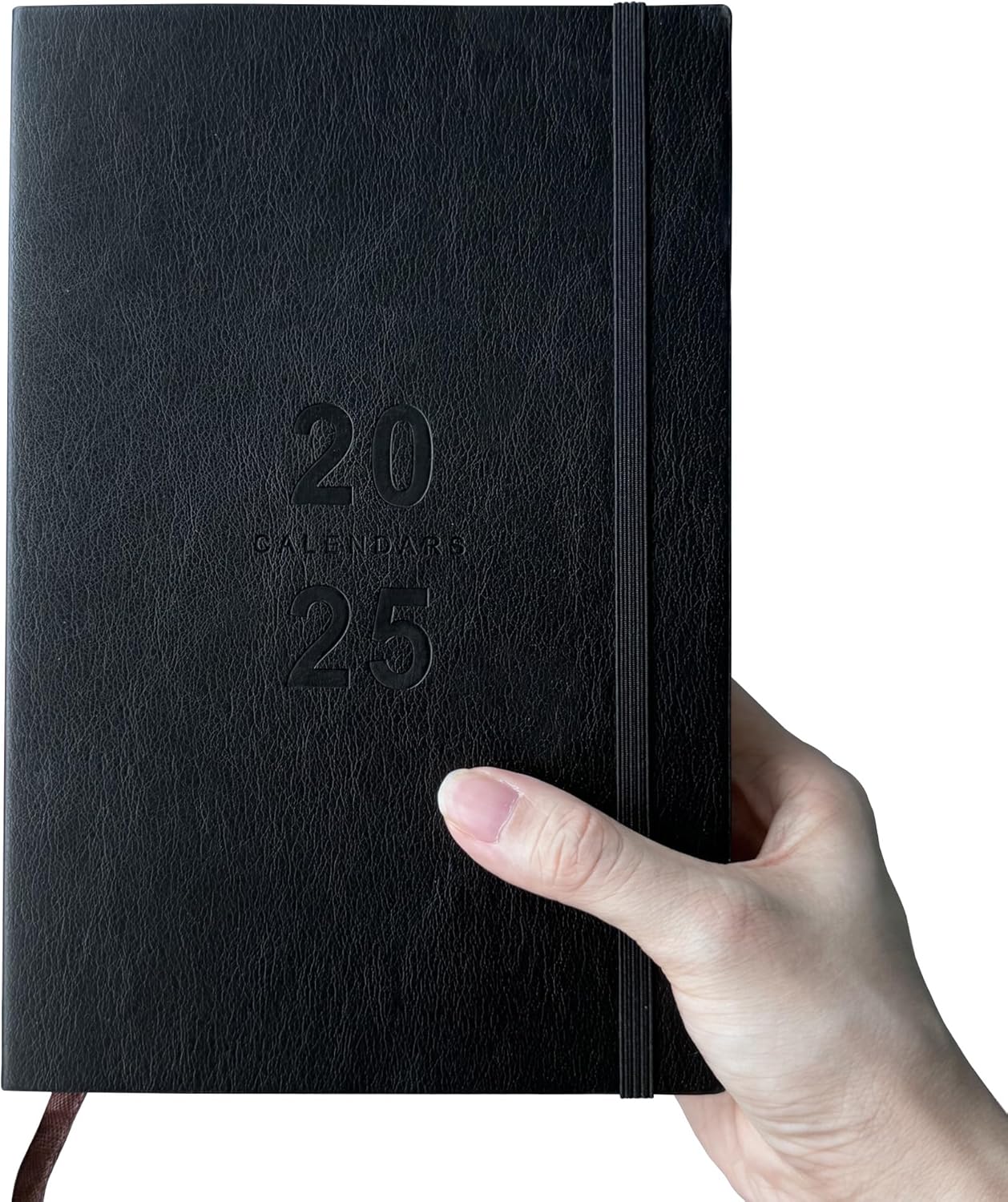 Benkaim 2025 Daily Hourly Planner, Black Faux Leather Cover