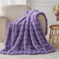Lotus Karen Faux Fur Throw Blanket Purple - Soft Bubble Rabbit Throw