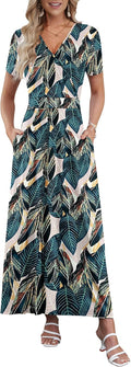AUSELILY Women's Maxi Dress Featuring Pockets and Floral Style