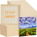 Wood Panels for Painting 24 Pack 12in x 12in - Unfinished Cradled