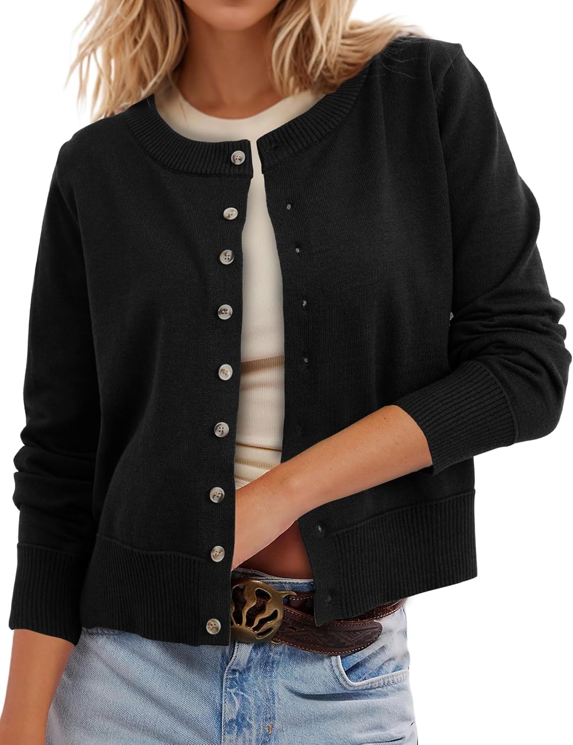 Leopard Cardigan Open Front Button Up Sweaters for Women