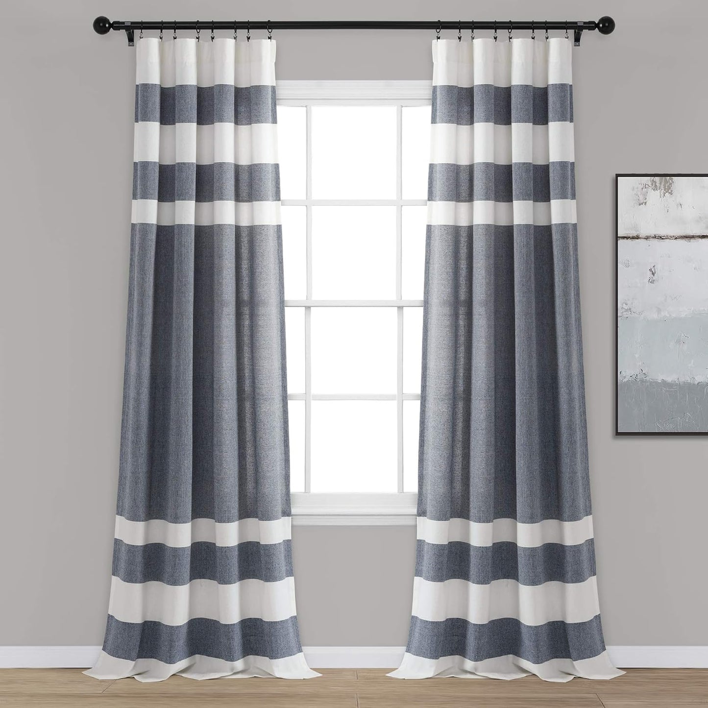 Light & Airy Navy Stripe Curtain Set