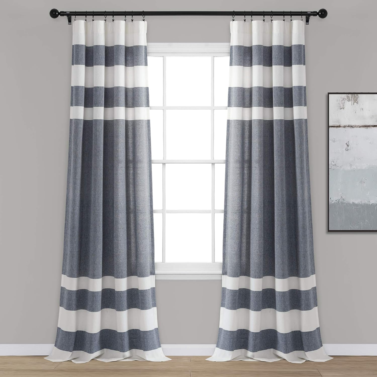 Light & Airy Navy Stripe Curtain Set