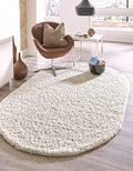 Uber Cozy Solid Shag Rug 5 ft x 8 ft Oval Pure Ivory - Soft, Durable