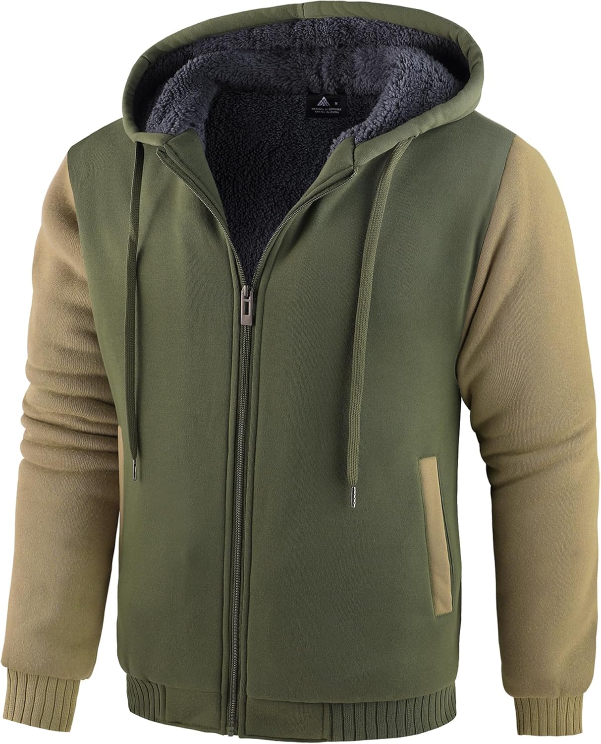 SWISSWELL Men Zip Up Hoodies Sherpa Lined Heavyweight Jacket